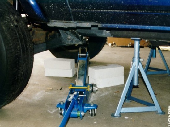 placing the jack under the vehicle
